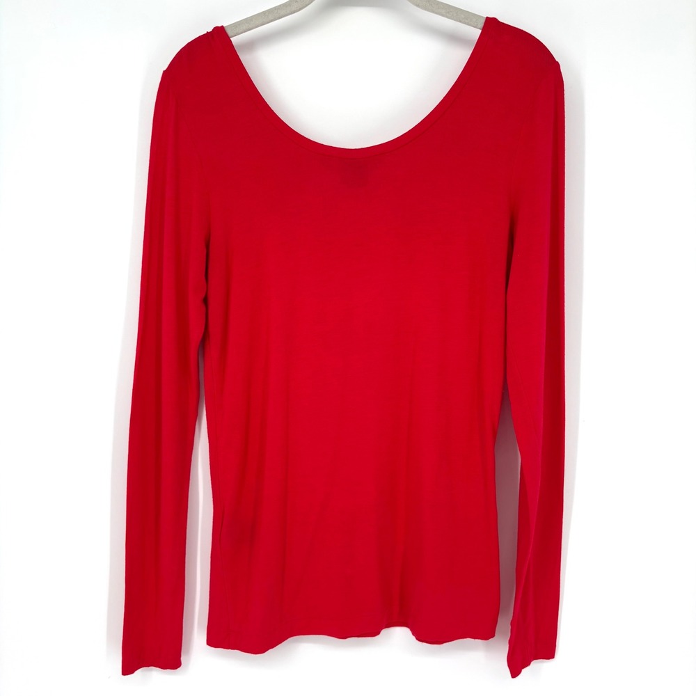Ralph Lauren Sport Red Long Sleeve Scoop Neck T Shirt Sz L Fitted Y2K Retro - Picture 6 of 9